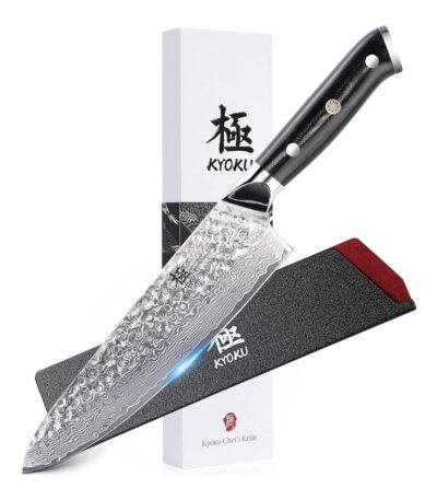 Damascus Steel Knife 8″ with Sheath & Case