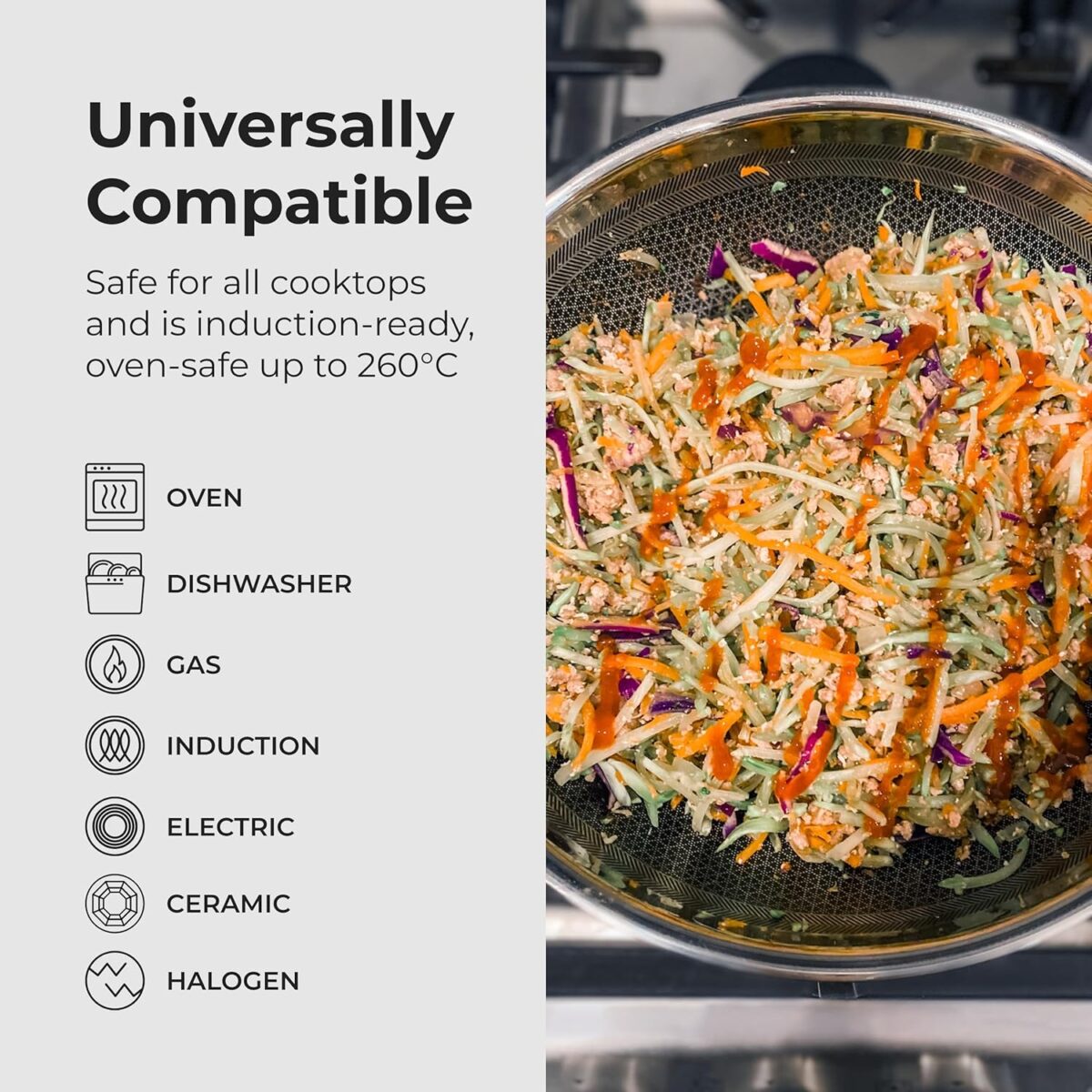 Wok Honeycomb Grain Design Non-Stick 30cm - Image 7