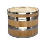 Bamboo Steamer 2 Tier with Stainless Steel Rings