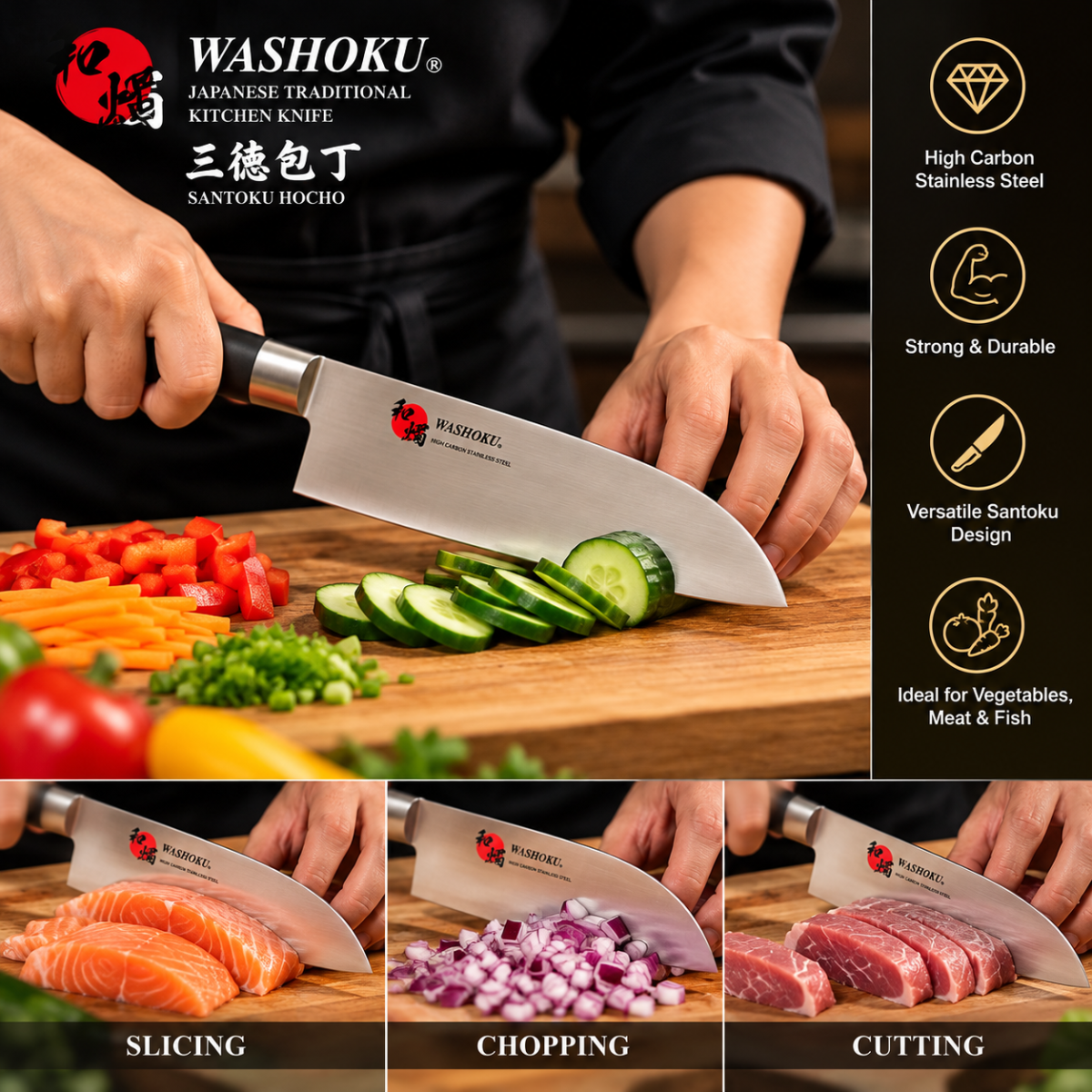 Santoku Japanese Knife 7" - Image 3
