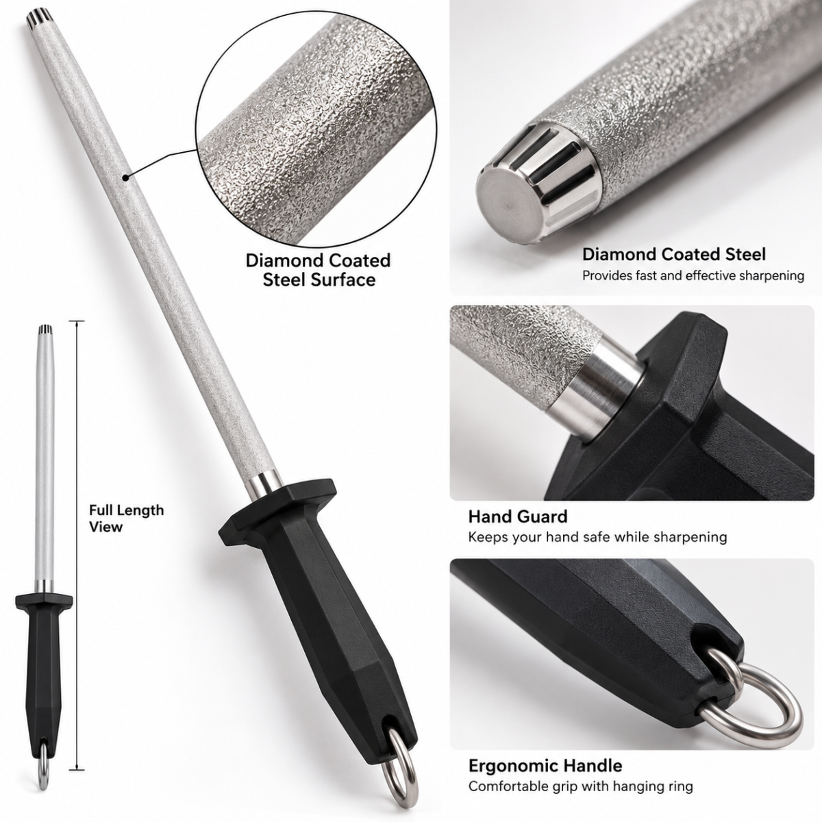 Knife Sharpening Rod Oval 12" – Diamond Coated - Image 3